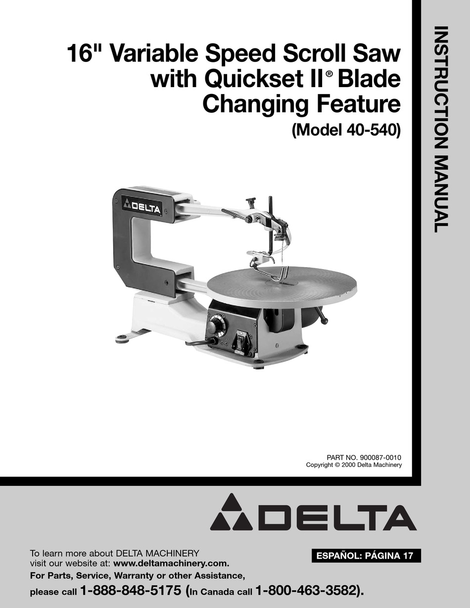 DELTA 40-540 INSTRUCTION MANUAL Pdf Download | ManualsLib