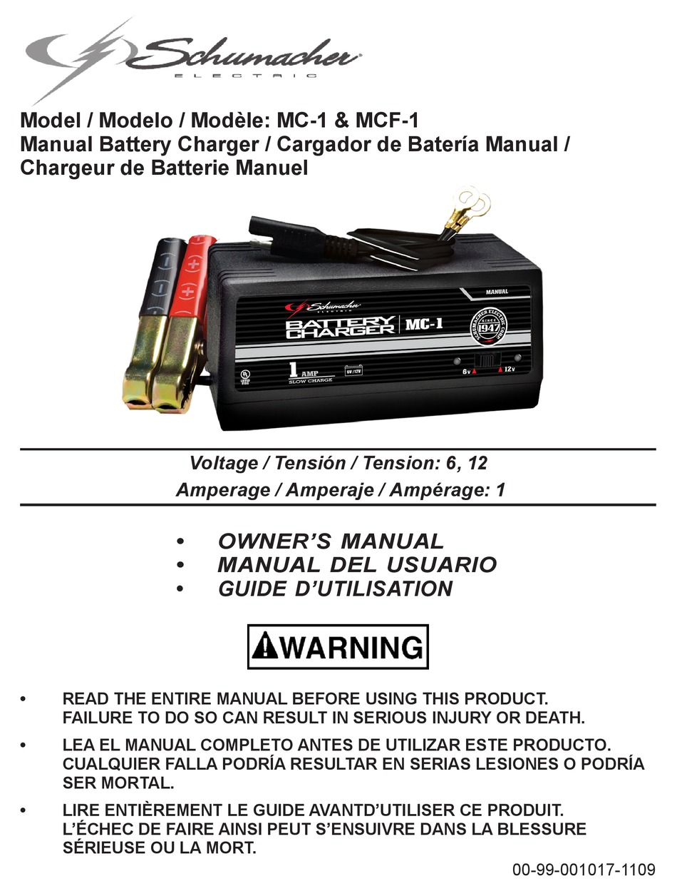 schumacher battery charger instructions mc1