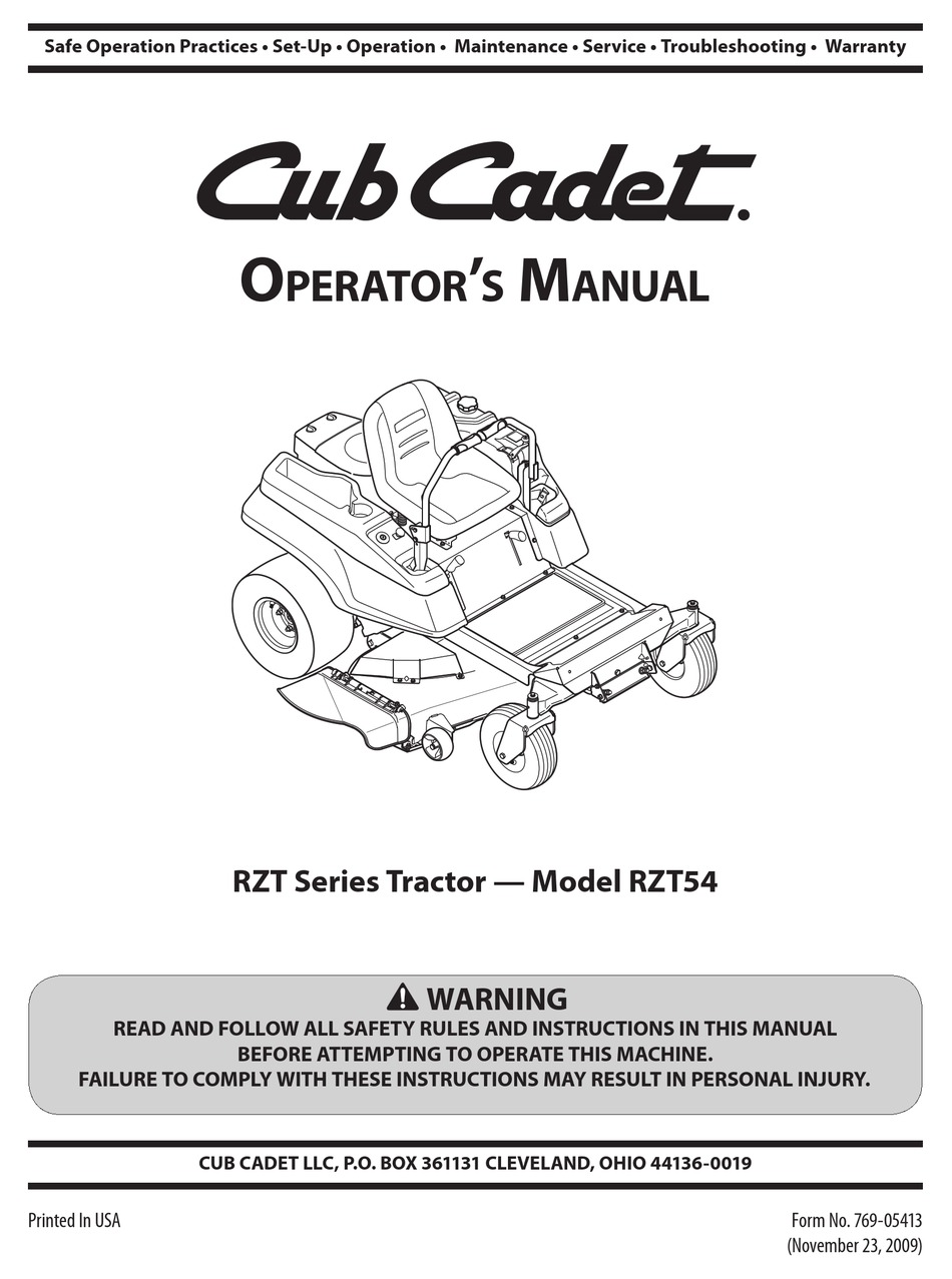 Owners Manual Cub Cadet