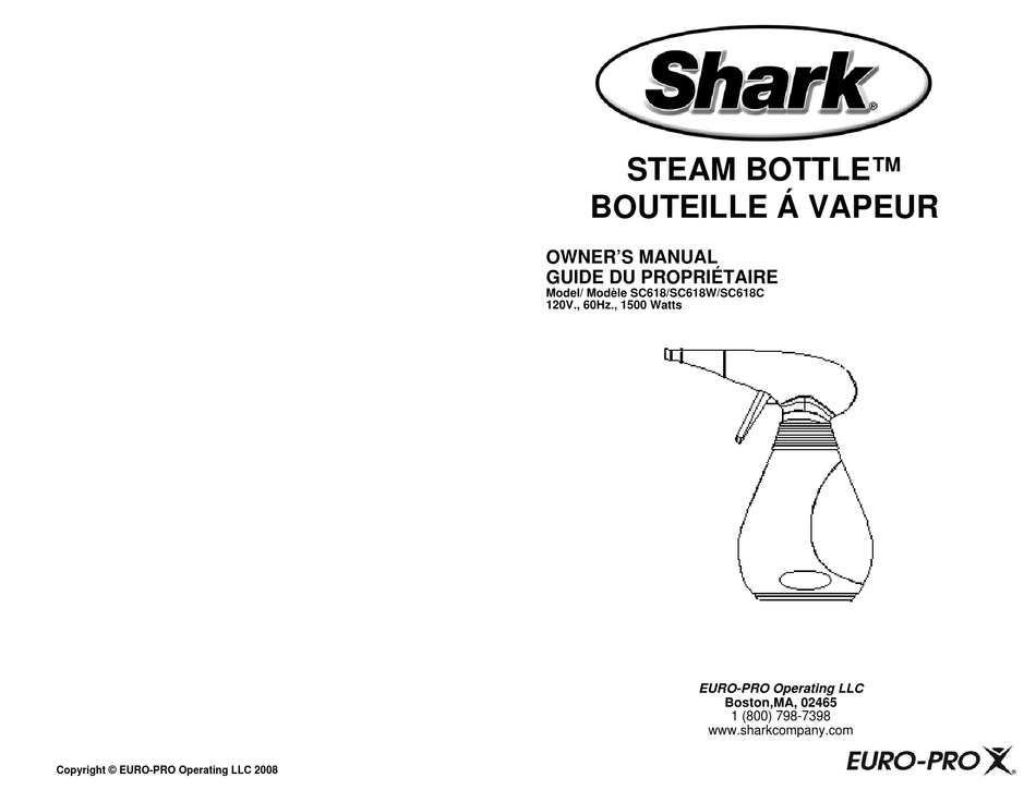 Shark Steam Bottle Hard Surface Steam Cleaner #SC618A Purple Tested* &  Powers On