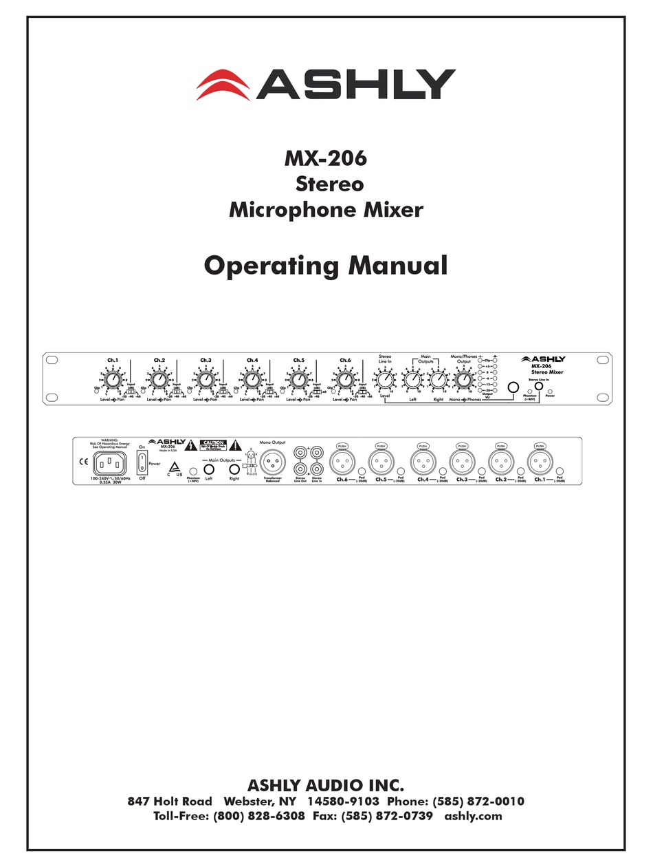 ASHLY MX206 OPERATING MANUAL Pdf Download ManualsLib