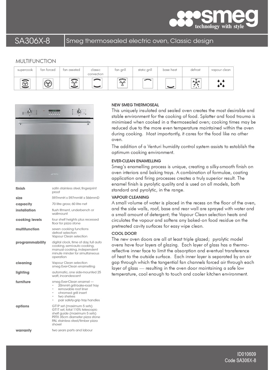 SMEG SA306X8 BROCHURE & SPECS Pdf Download ManualsLib