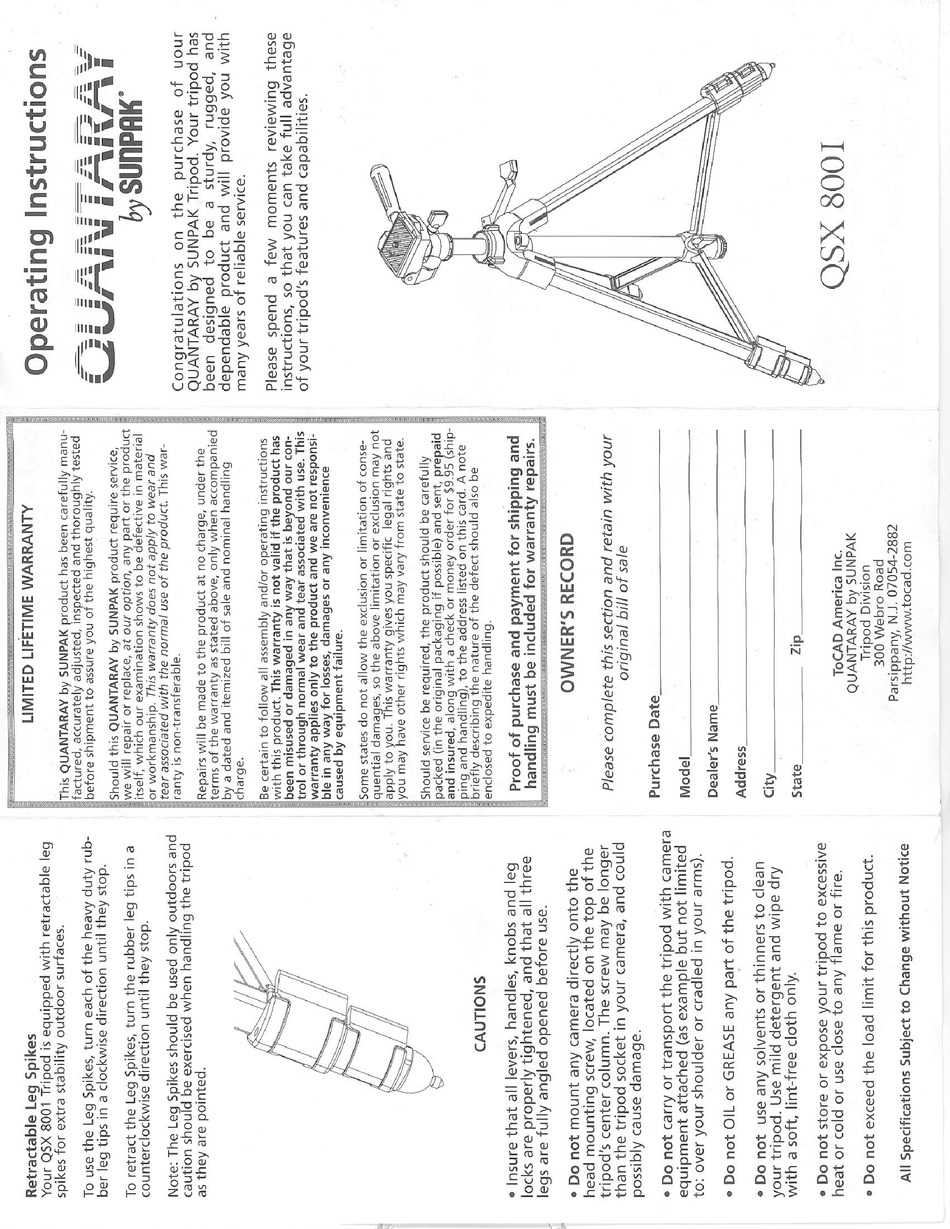 quantaray qsx digipro 8500 tripod