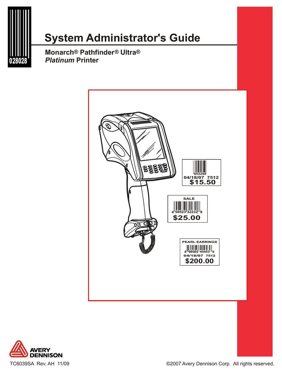 AVERY DENNISON MONARCH PATHFINDER ULTRA SYSTEM ADMINISTRATOR MANUAL Pdf Download ManualsLib