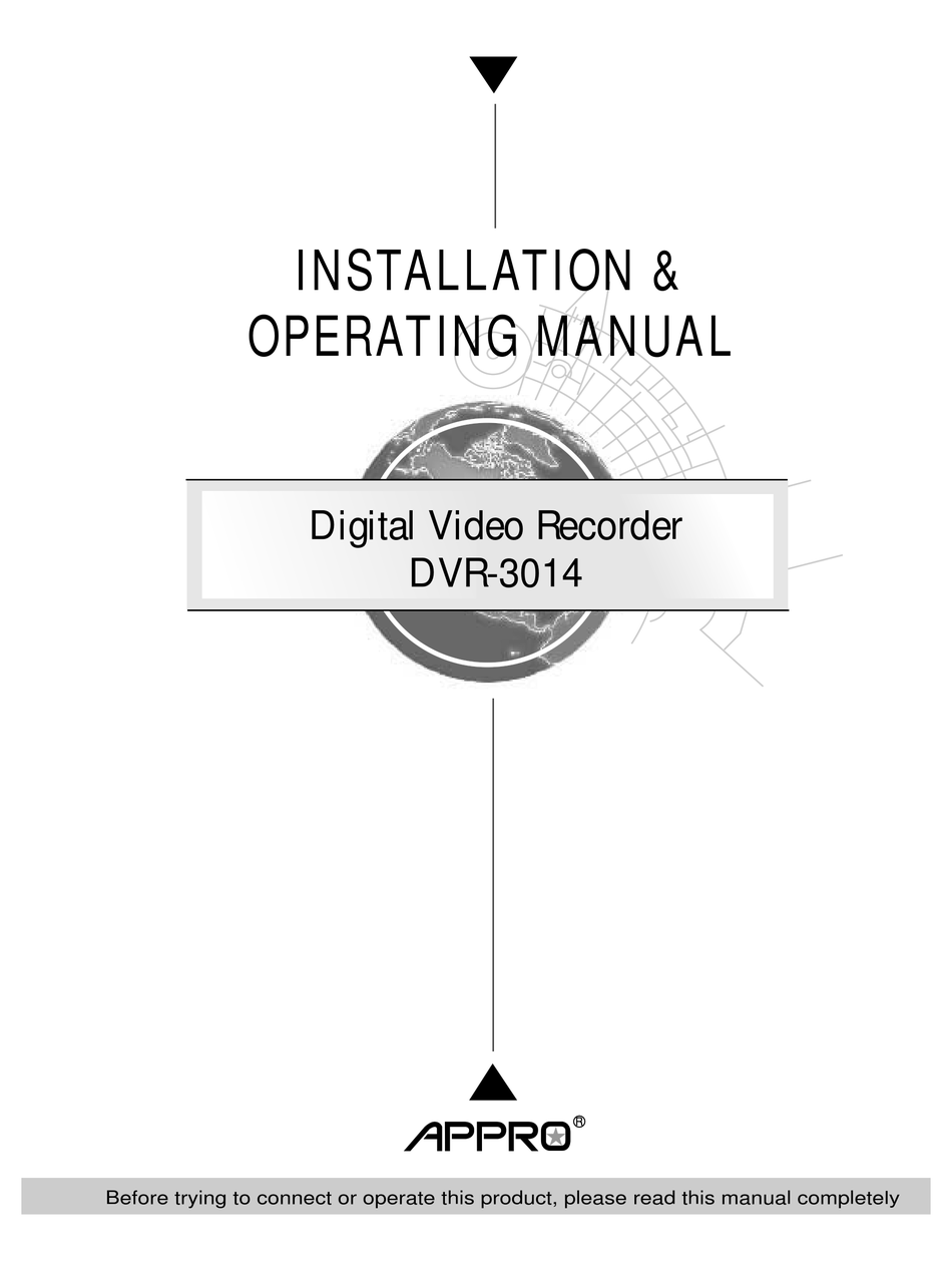 APPRO DVR3014 INSTALLATION & OPERATING MANUAL Pdf Download ManualsLib