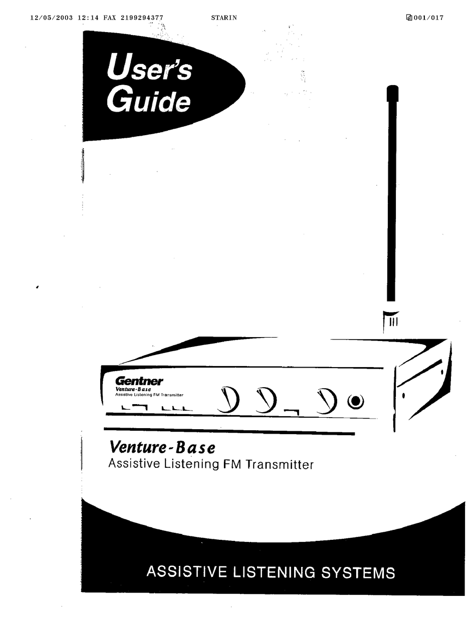 GENTNER VENTURE-BASE USER MANUAL Pdf Download | ManualsLib