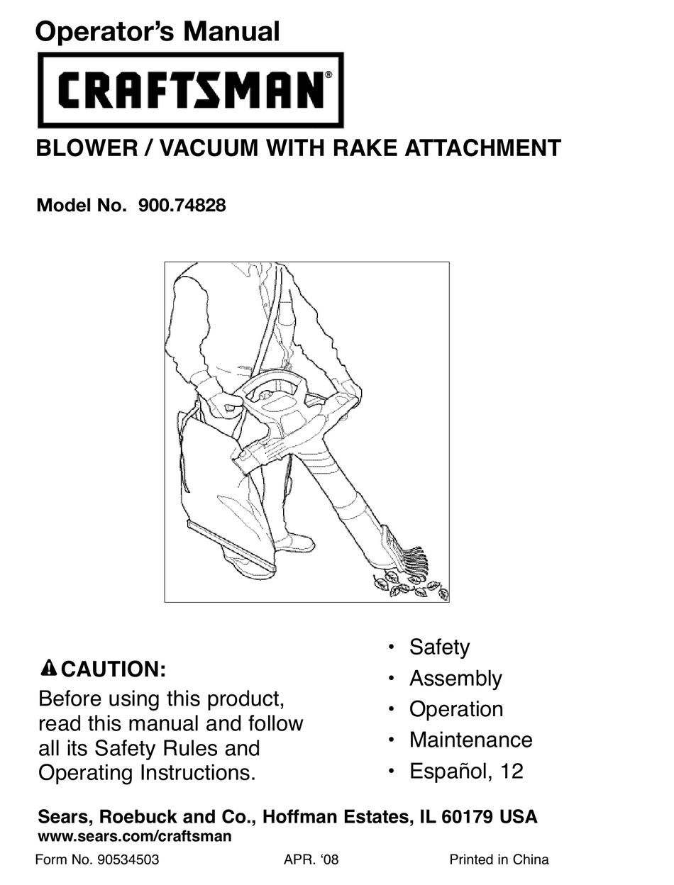 CRAFTSMAN 900.74828 OPERATOR'S MANUAL Pdf Download ...