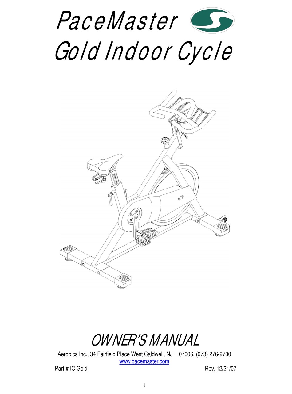 PACEMASTER GOLD INDOOR CYCLE OWNER'S MANUAL Pdf Download ...