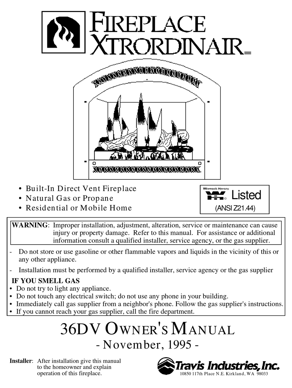 FIREPLACEXTRORDINAIR 36DV OWNER'S MANUAL Pdf Download ManualsLib