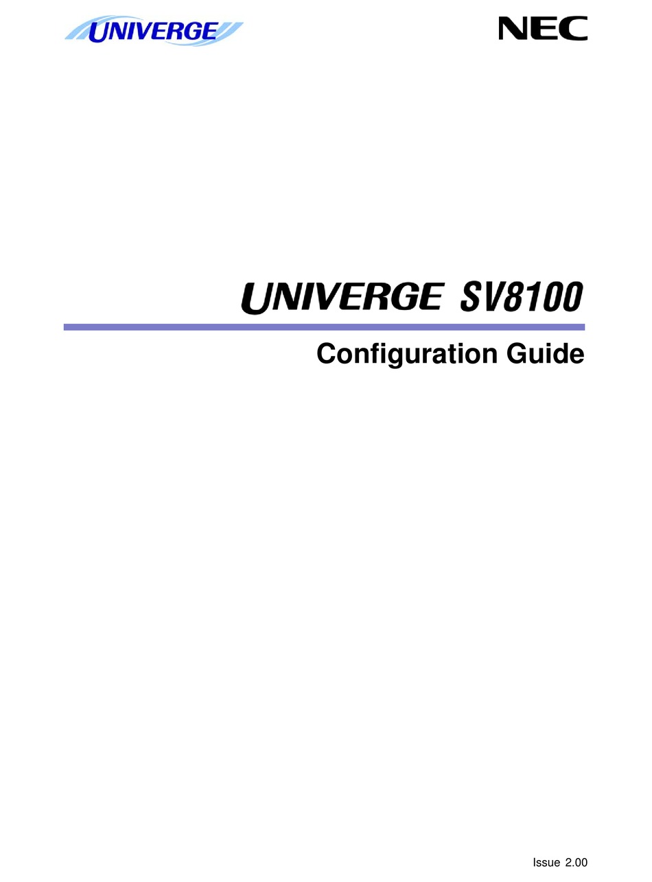 nec univerge sv8100 manual