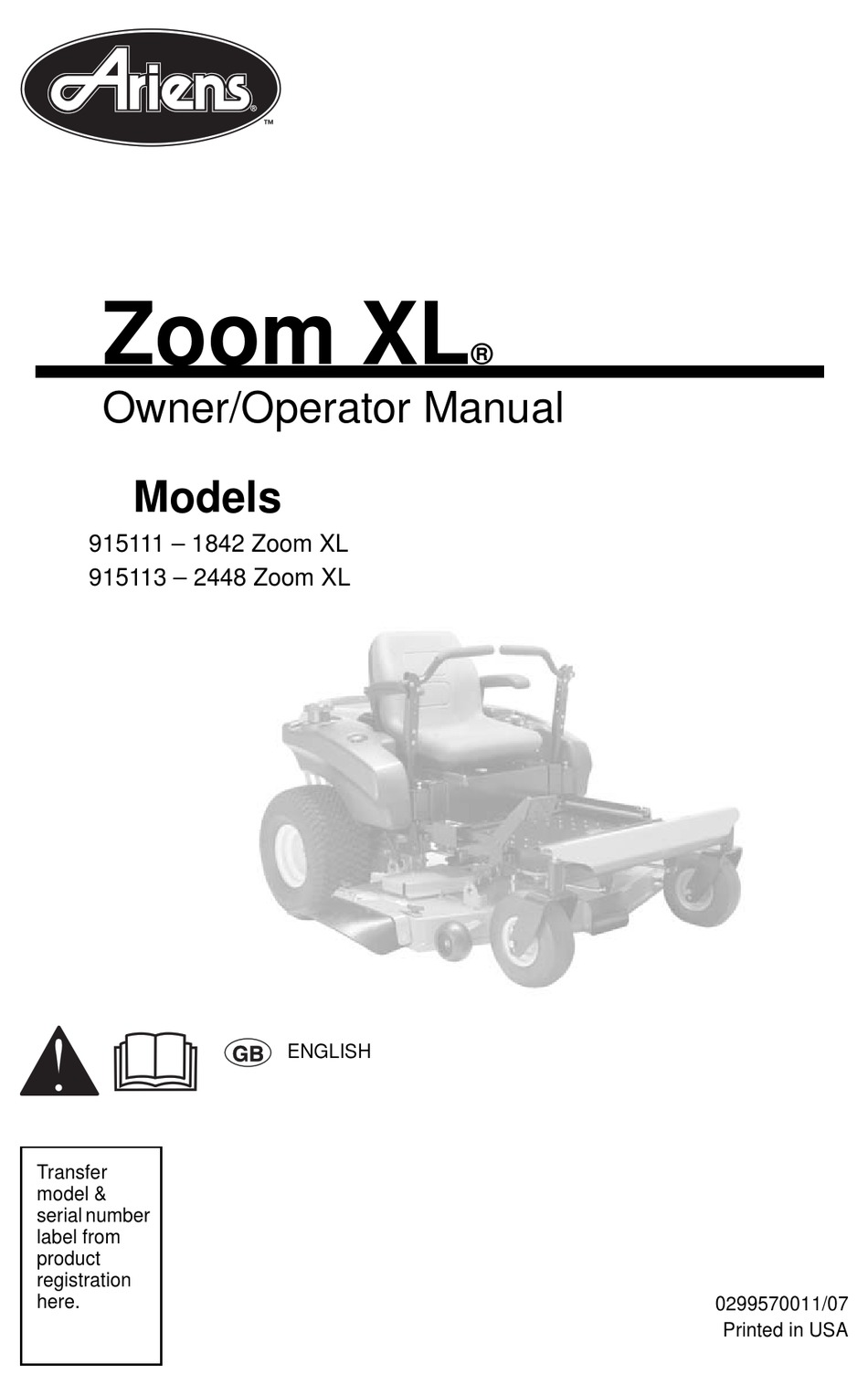 Ariens zoom best sale 1842 xl