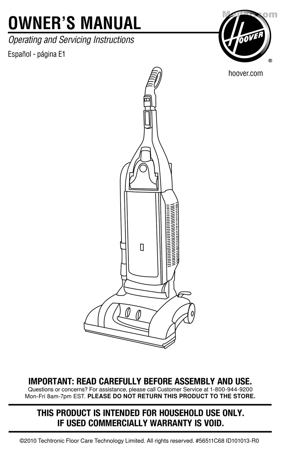 HOOVER VACUUM CLEANER OWNER'S MANUAL Pdf Download ManualsLib