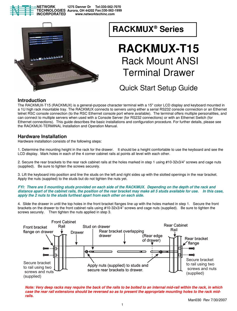 Nti Rackmux T Quick Start Setup Manual Pdf Download Manualslib