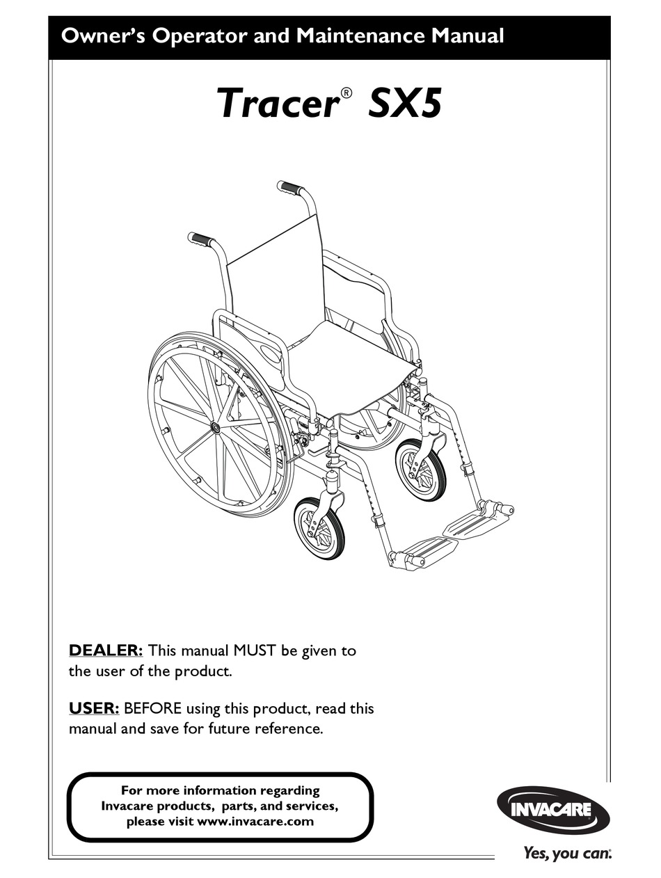 INVACARE TRACER SX5 OWNER'S OPERATOR AND MAINTENANCE MANUAL Pdf