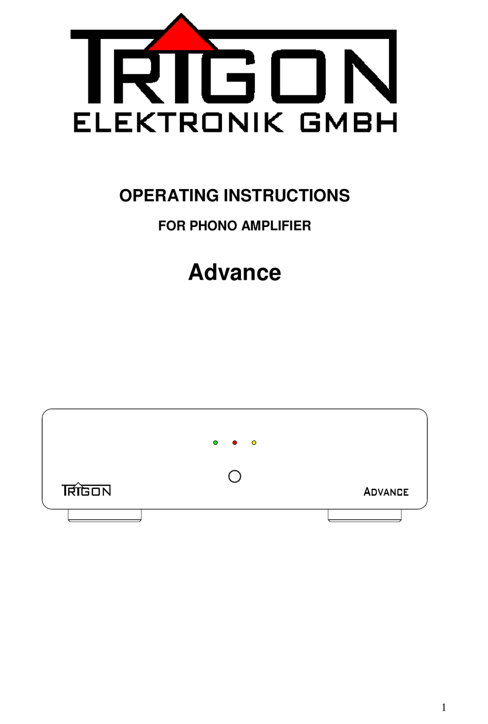 TRIGON ELEKTRONIK ADVANCE OPERATING INSTRUCTIONS MANUAL Pdf Download