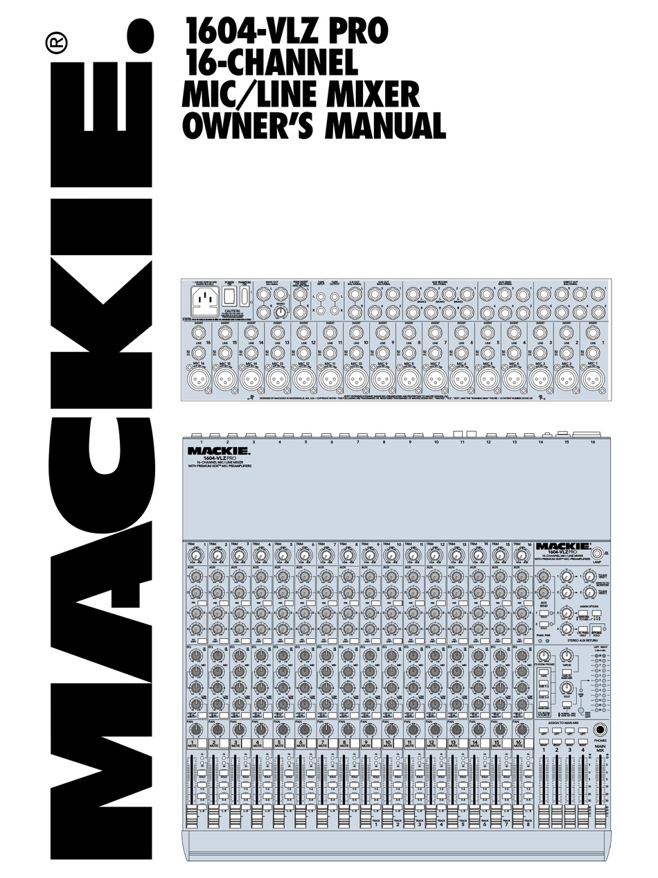Mackie 1604 Vlz Pro Owner S Manual Pdf Download Manualslib
