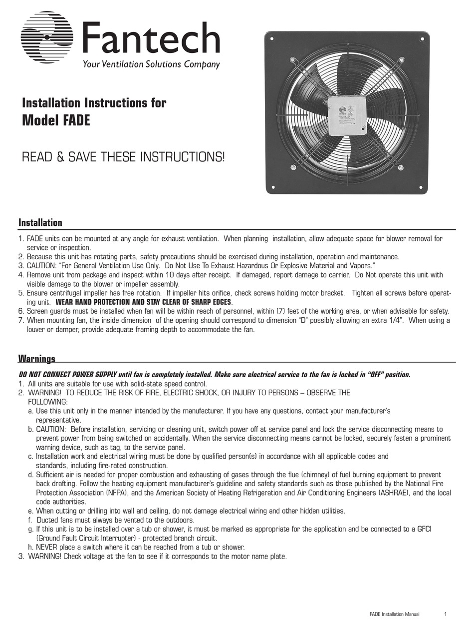 Fantech Exhaust Fan Wiring Diagram - Wiring Diagram and Schematics