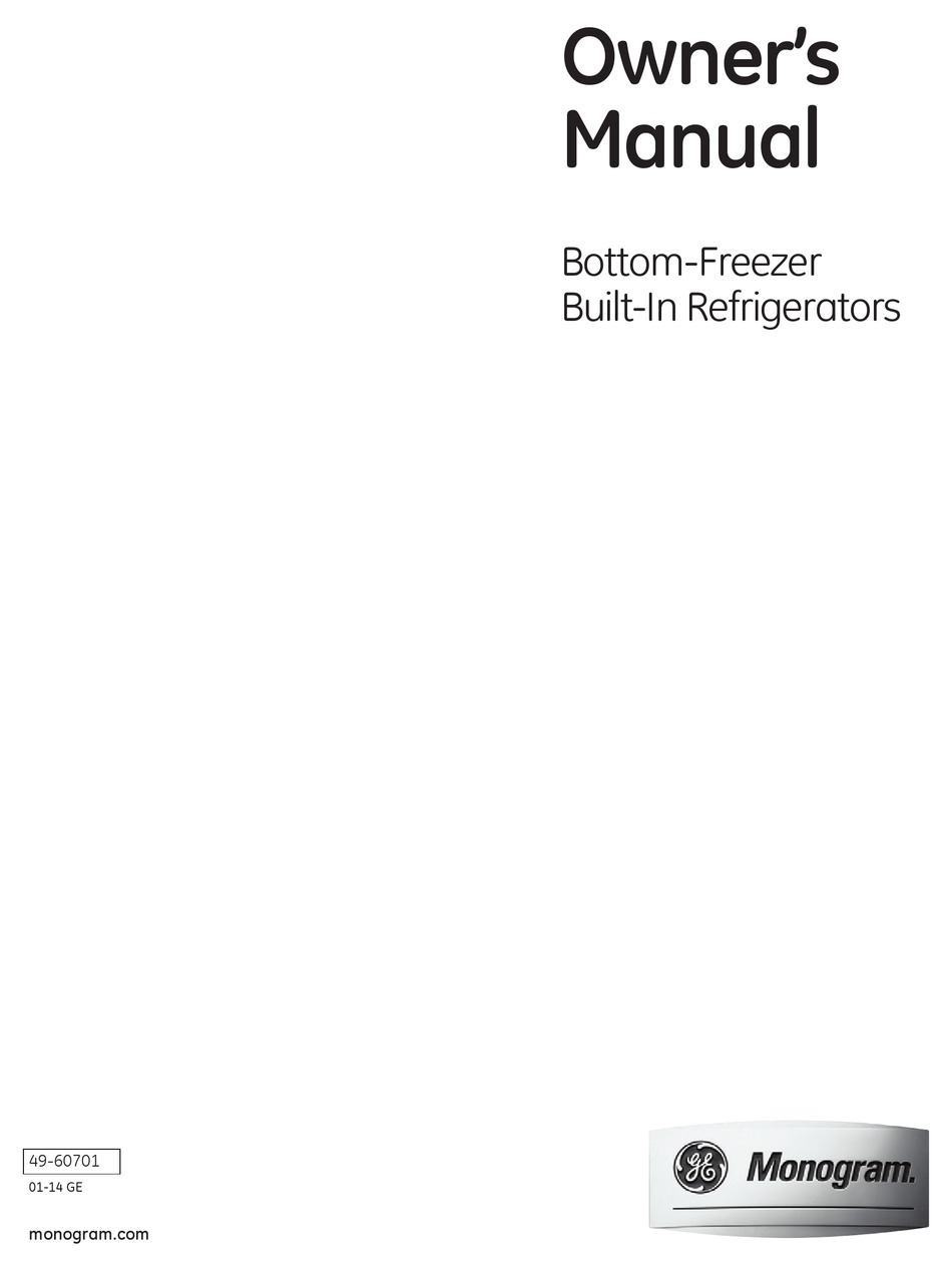 MONOGRAM BOTTOMFREEZER BUILTIN OWNER'S MANUAL Pdf Download ManualsLib