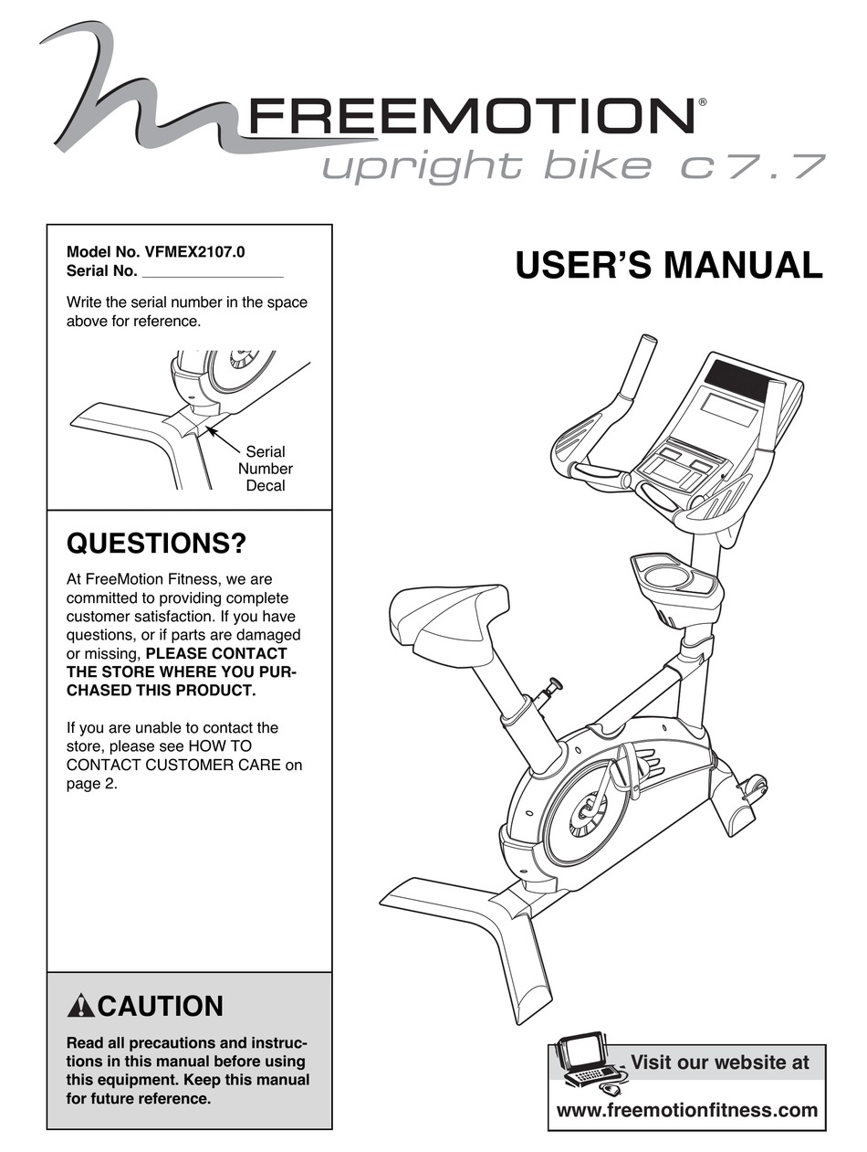 Freemotion 270u upright exercise best sale bike manual