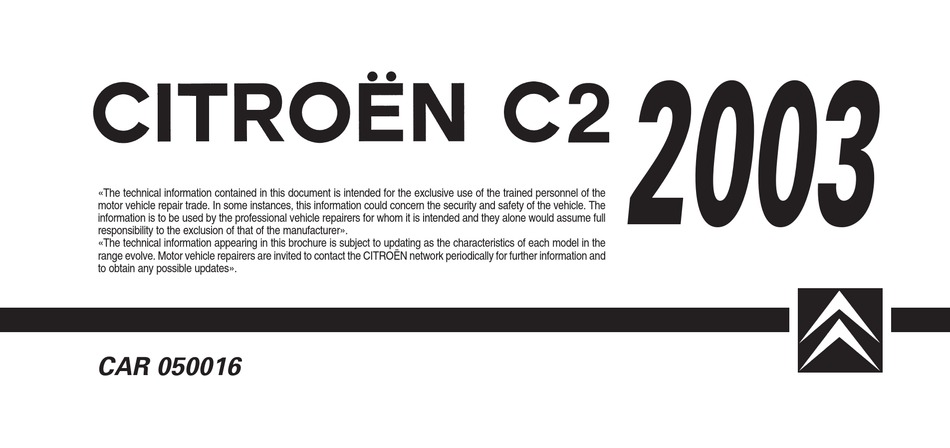 Citroen C2 2003 Handbook Pdf Download | Manualslib