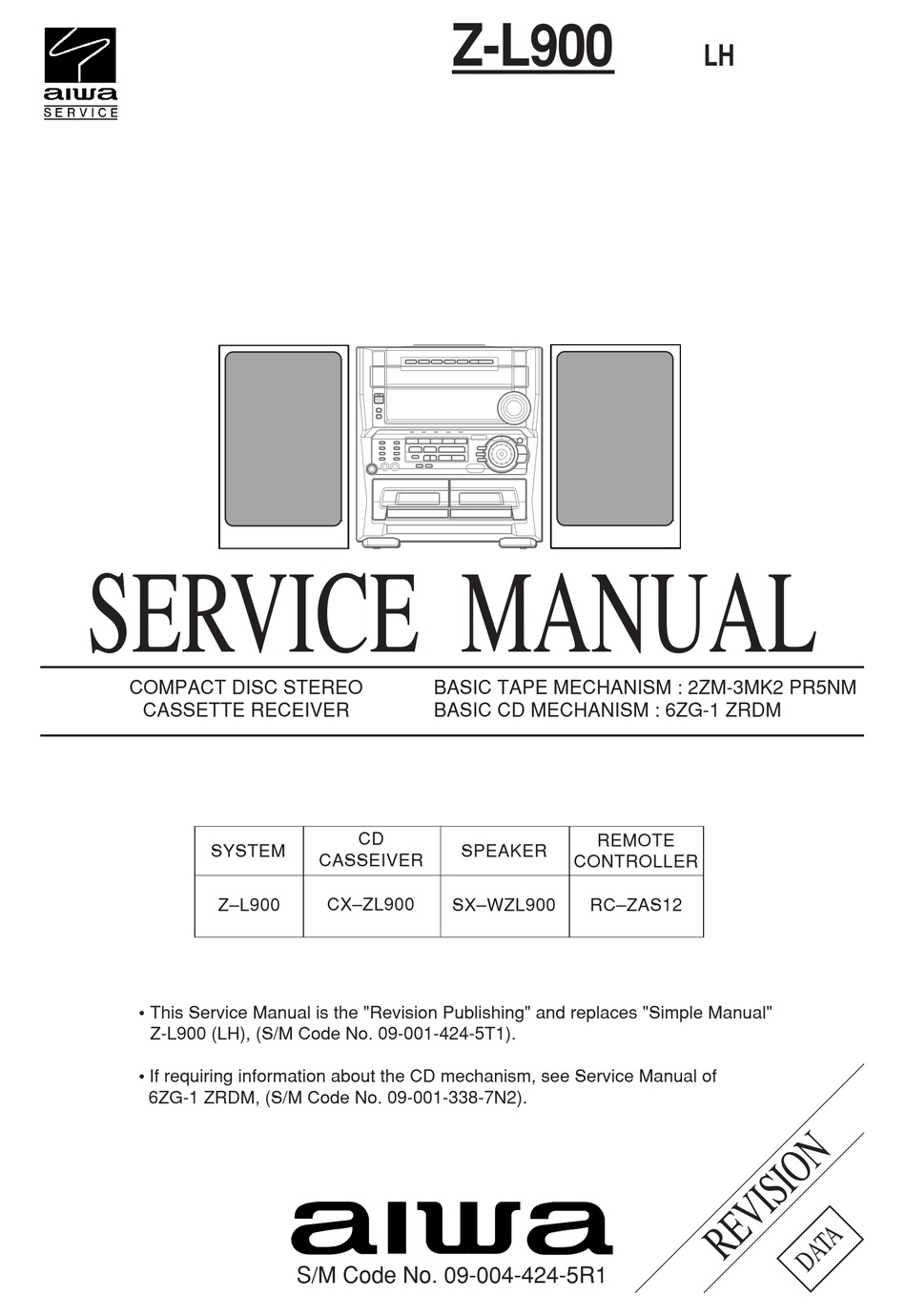 AIWA Z-L900 SERVICE MANUAL Pdf Download | ManualsLib