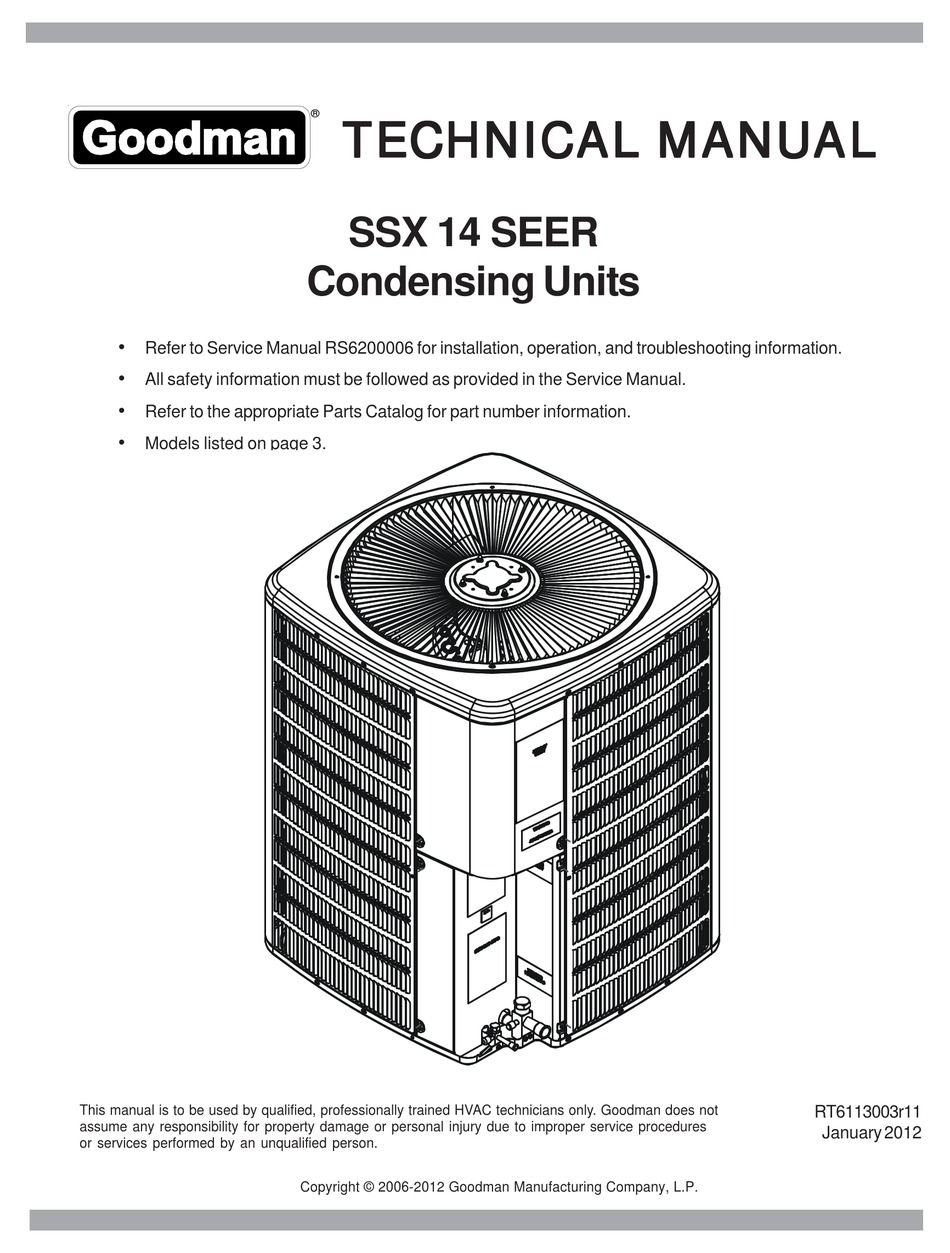 Goodman Ssx 14 Seer Technical Manual