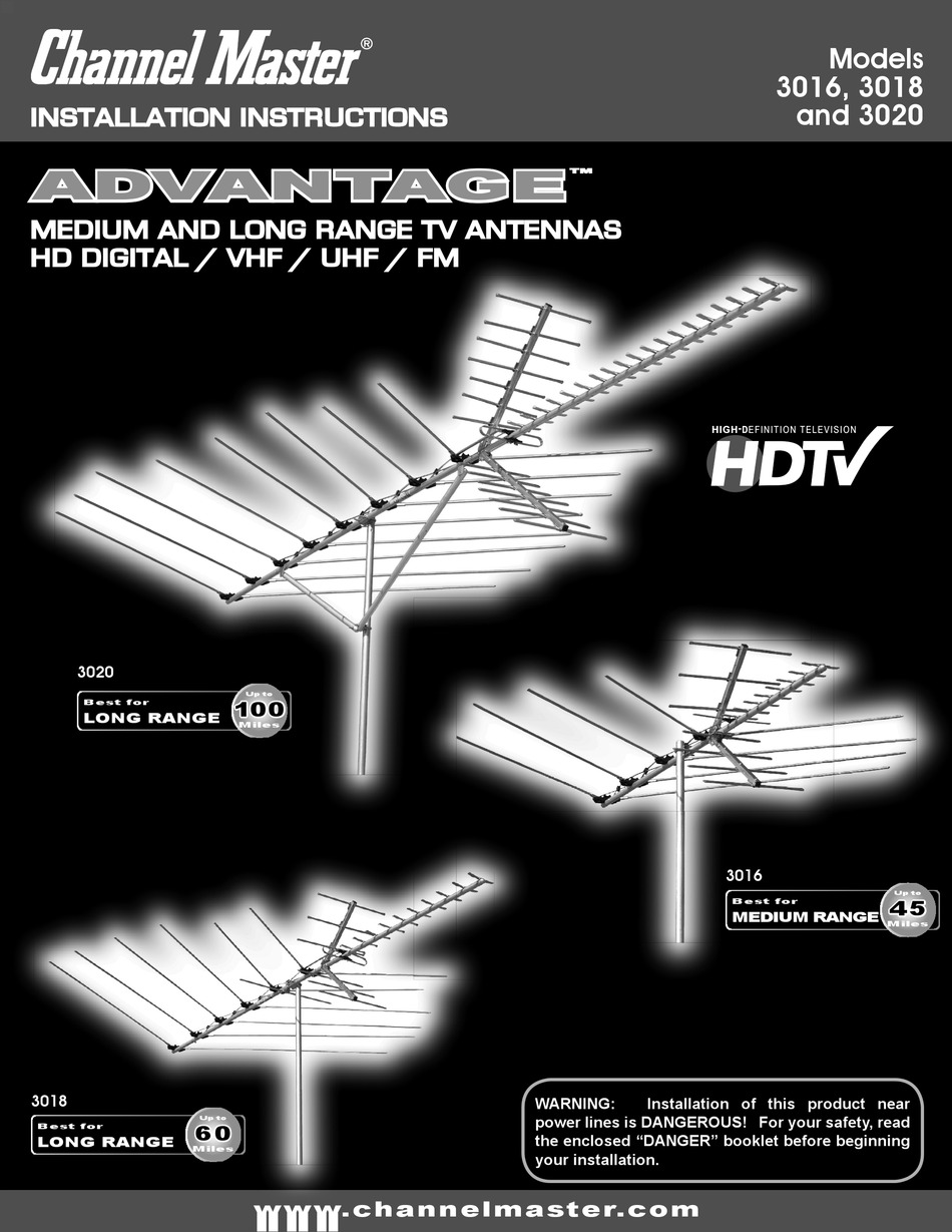 CHANNEL MASTER ADVANTAGE 3016 INSTALLATION INSTRUCTIONS Pdf Download