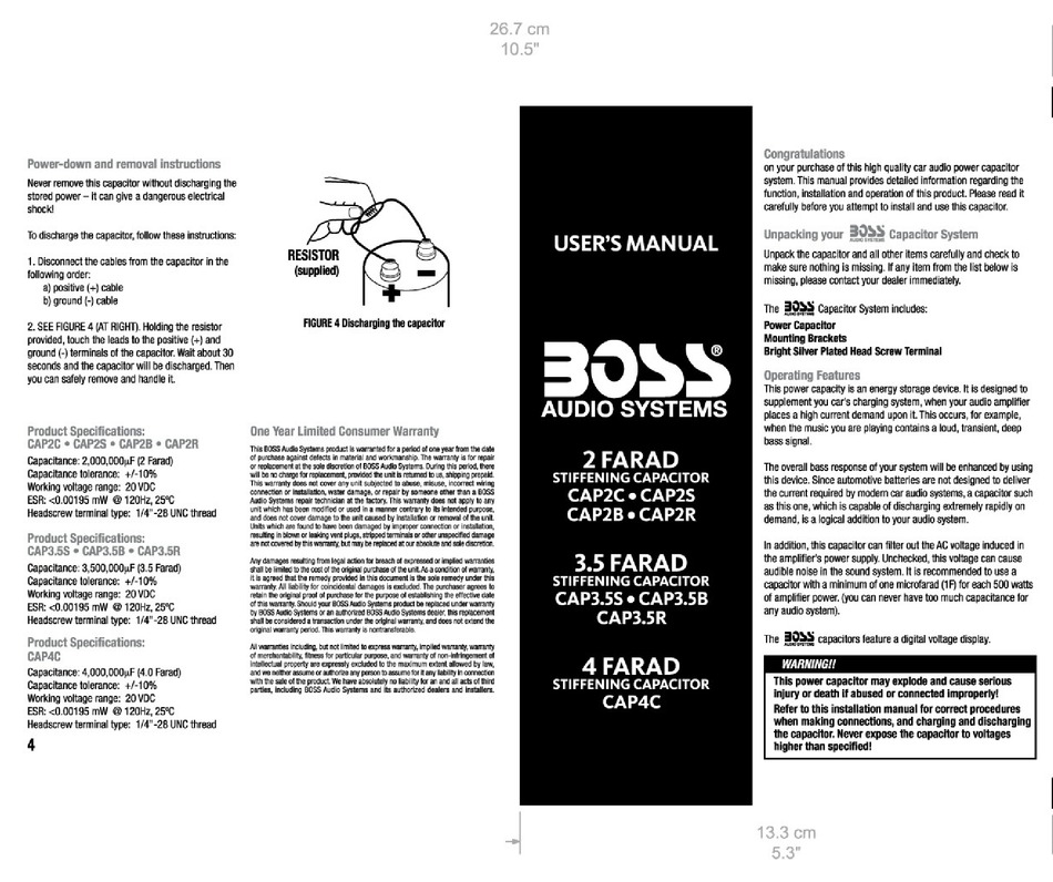 BOSS AUDIO SYSTEMS CAP2C USER MANUAL Pdf Download | ManualsLib