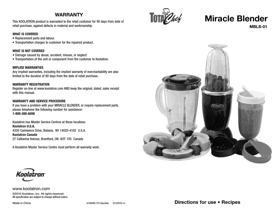 Total Chef - MBLS-01 Miracle Blender - 12 Piece Set