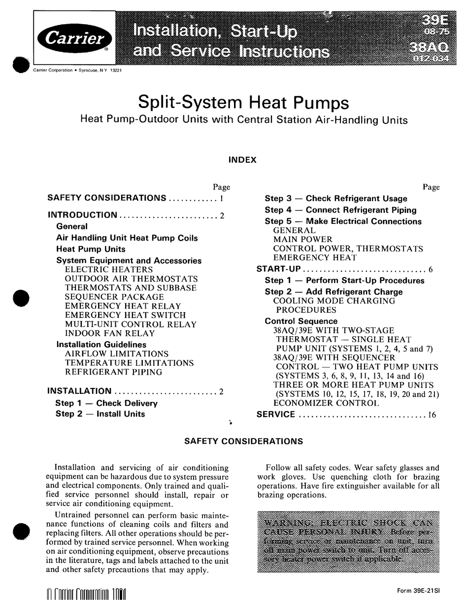 Carrier 59sc2 Installation Manual