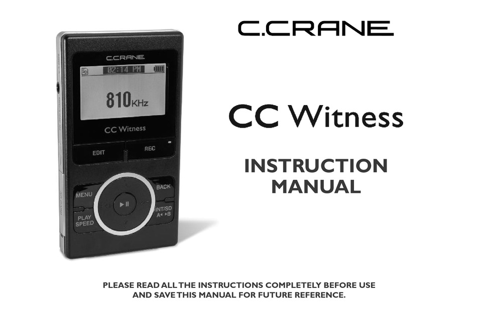 C. CRANE CC WITNESS INSTRUCTION MANUAL Pdf Download | ManualsLib