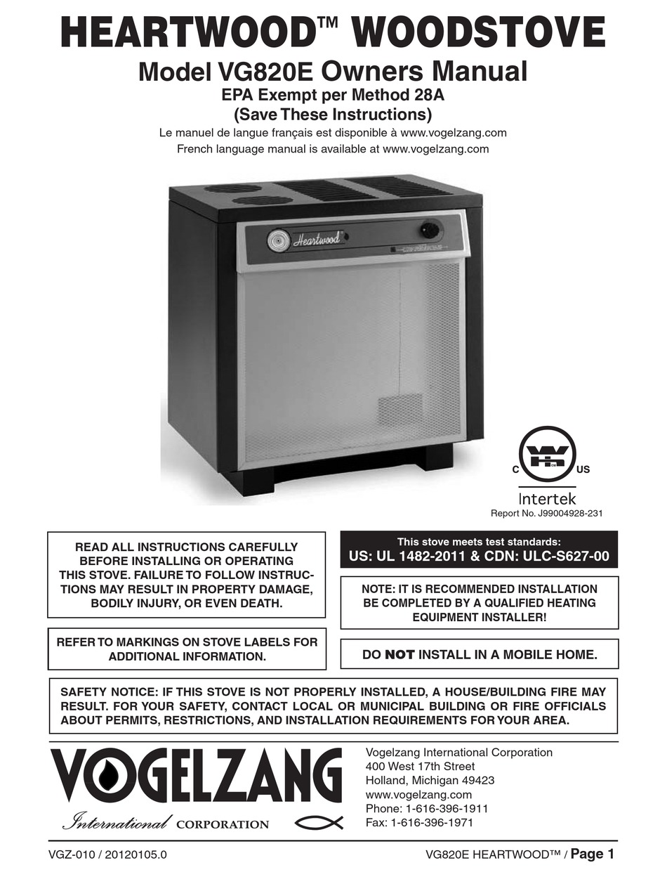 HEARTWOOD VG820E OWNER'S MANUAL Pdf Download | ManualsLib