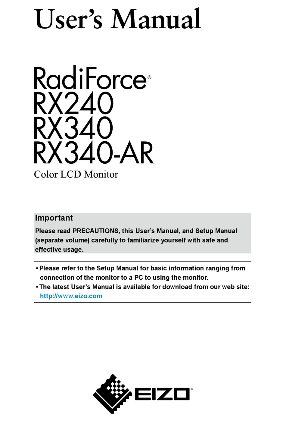 EIZO RADIFORCE RX240 USER MANUAL Pdf Download | ManualsLib