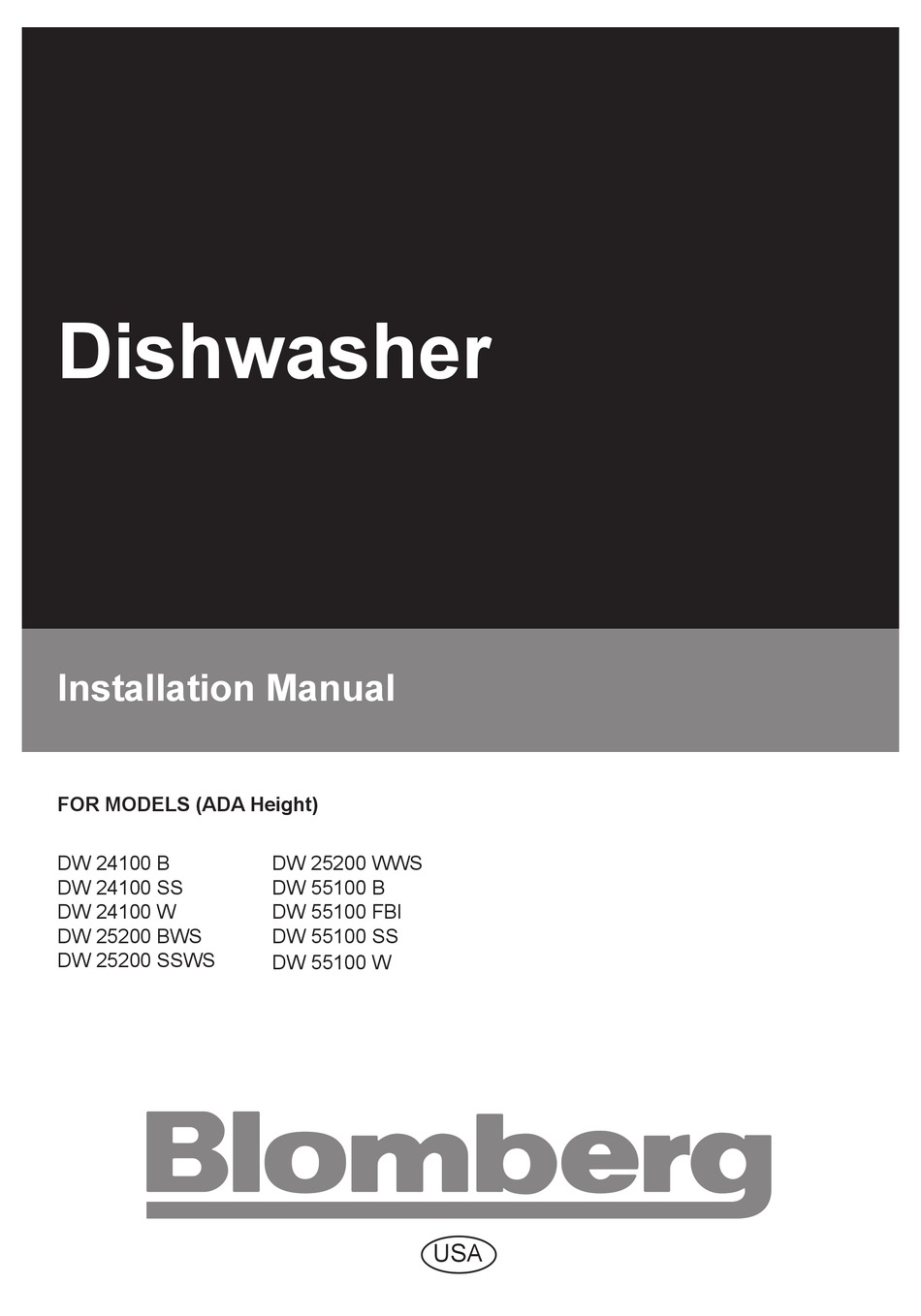 BLOMBERG DW 24100 B INSTALLATION MANUAL Pdf Download | ManualsLib