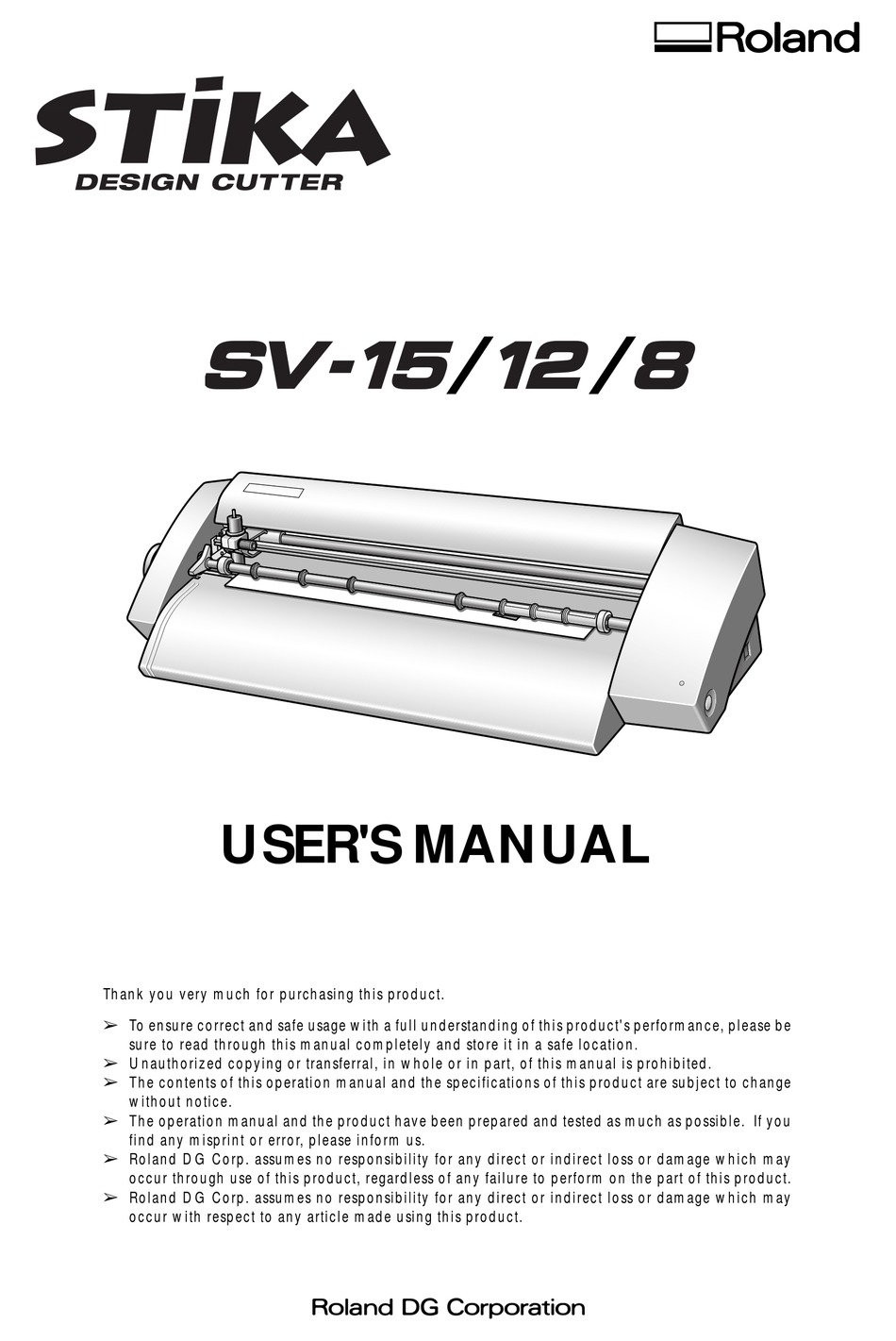 Roland Stika Sv 15 User Manual Pdf Download Manualslib