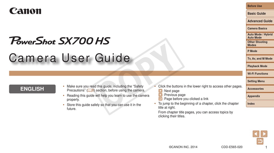 Canon Powershot Sx700hs User Guide 72+ Pages - Latest Edition 