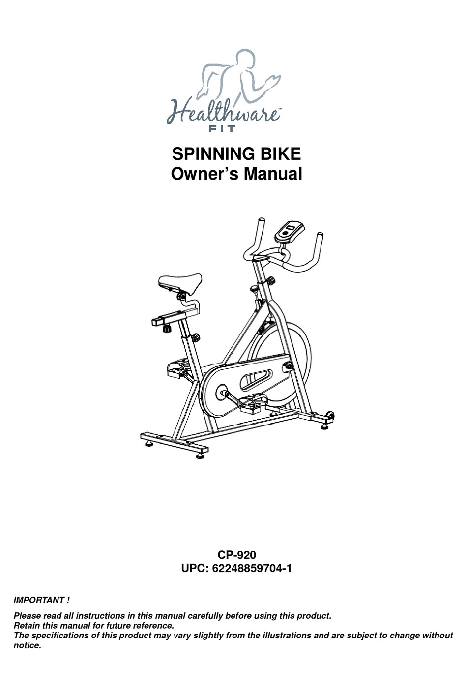 Healthware best sale spin bike