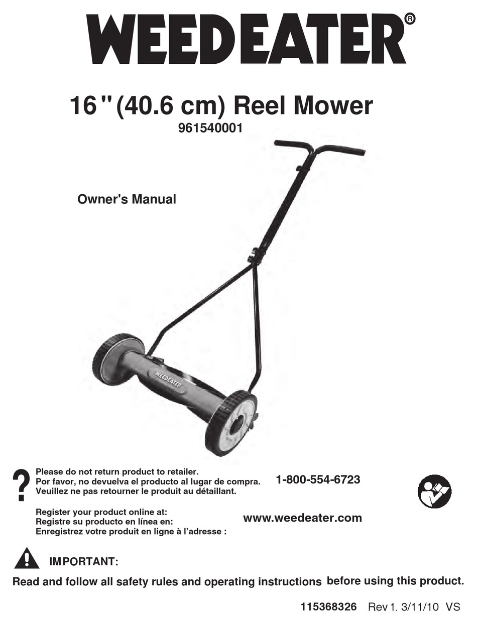 WEED EATER 961540001 OWNER'S MANUAL Pdf Download ManualsLib