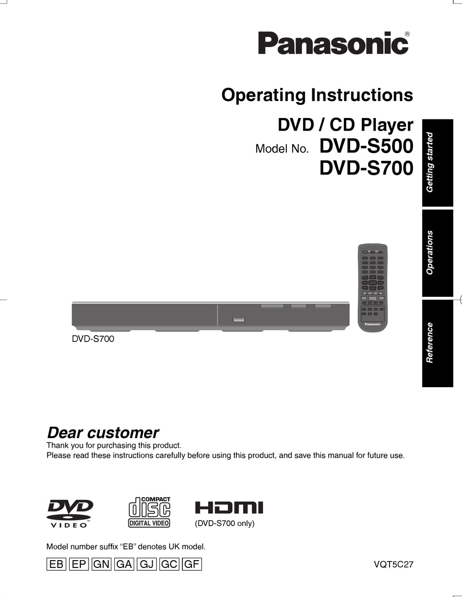 PANASONIC DVD-S500 OPERATING INSTRUCTIONS MANUAL Pdf Download | ManualsLib
