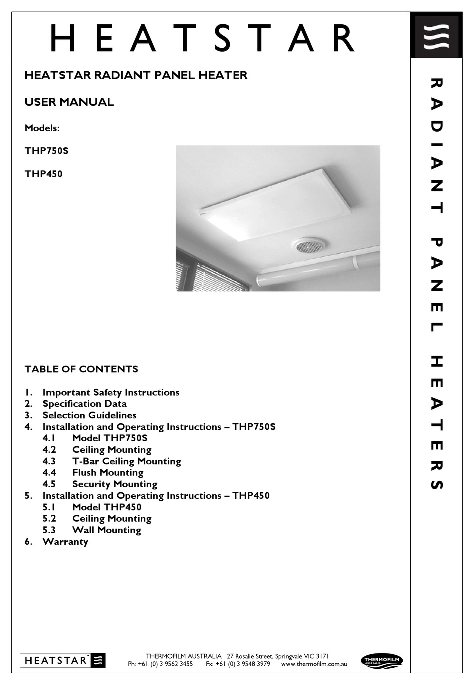 HEATSTAR THP750S USER MANUAL Pdf Download ManualsLib