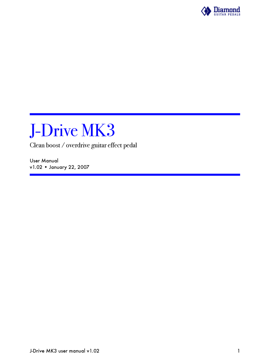 DIAMOND J-DRIVE MK3 USER MANUAL Pdf Download | ManualsLib