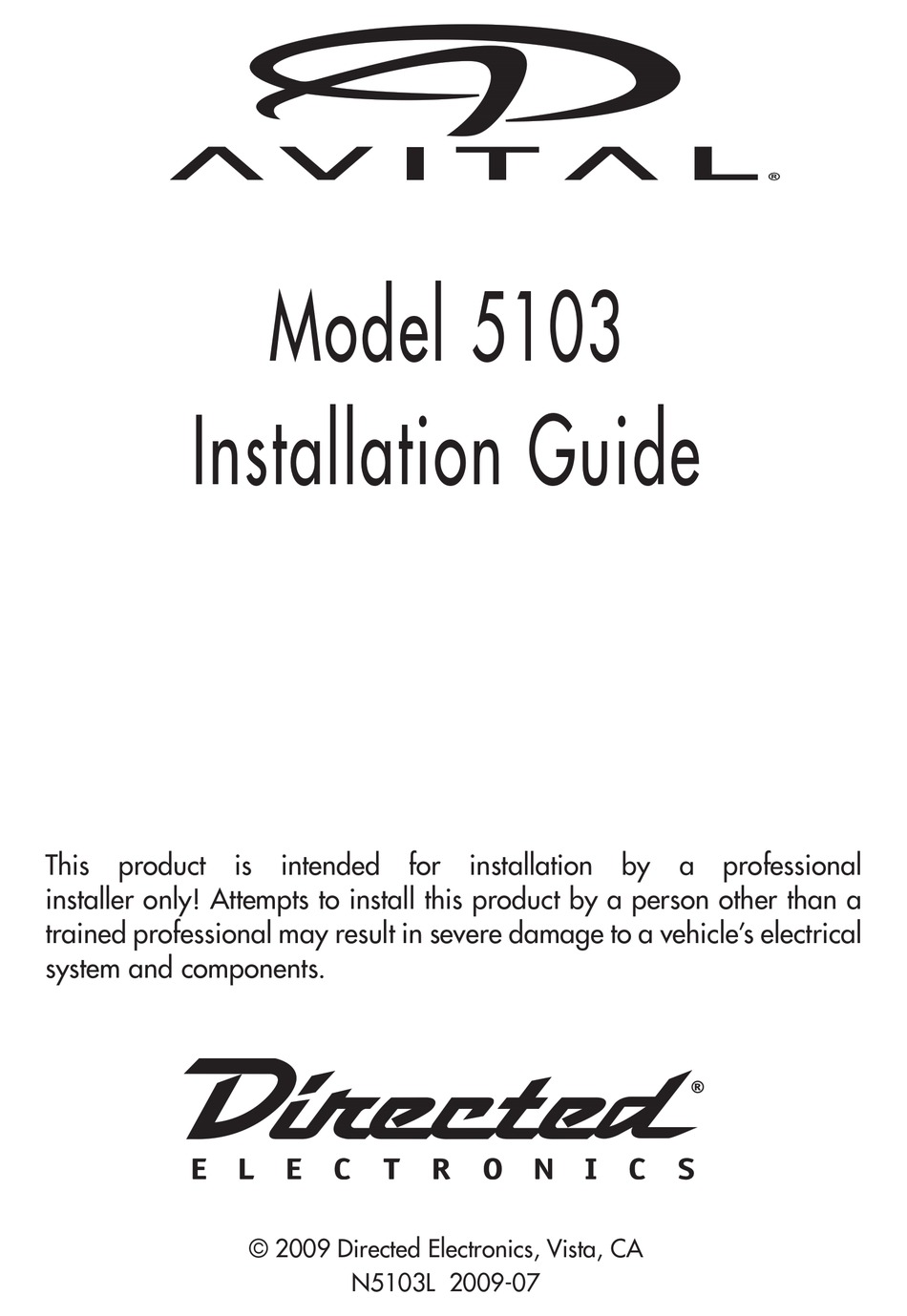 AVITAL 5103 INSTALLATION MANUAL Pdf Download | ManualsLib