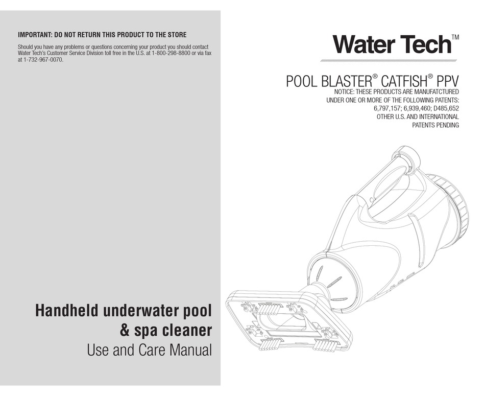 WATER TECH POOL BLASTER CATFISH PPV USE AND CARE MANUAL Pdf Download ...