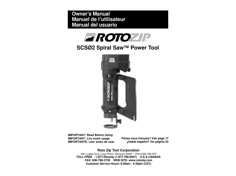 ROTO ZIP TOOL SCS02 OWNER'S MANUAL Pdf Download ManualsLib