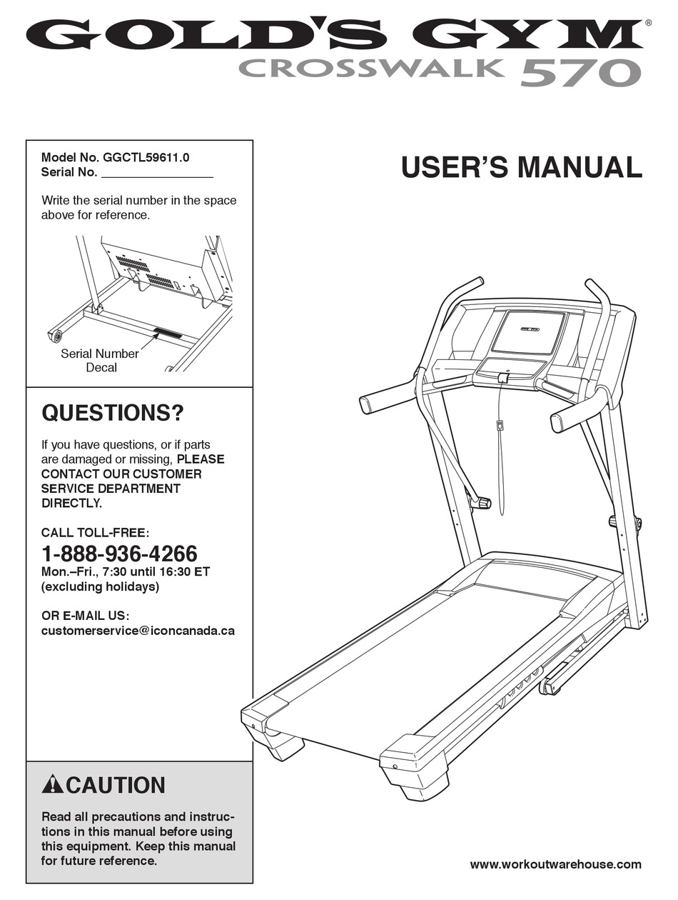 GOLD'S GYM CROSSWALK 570 USER MANUAL Pdf Download | ManualsLib
