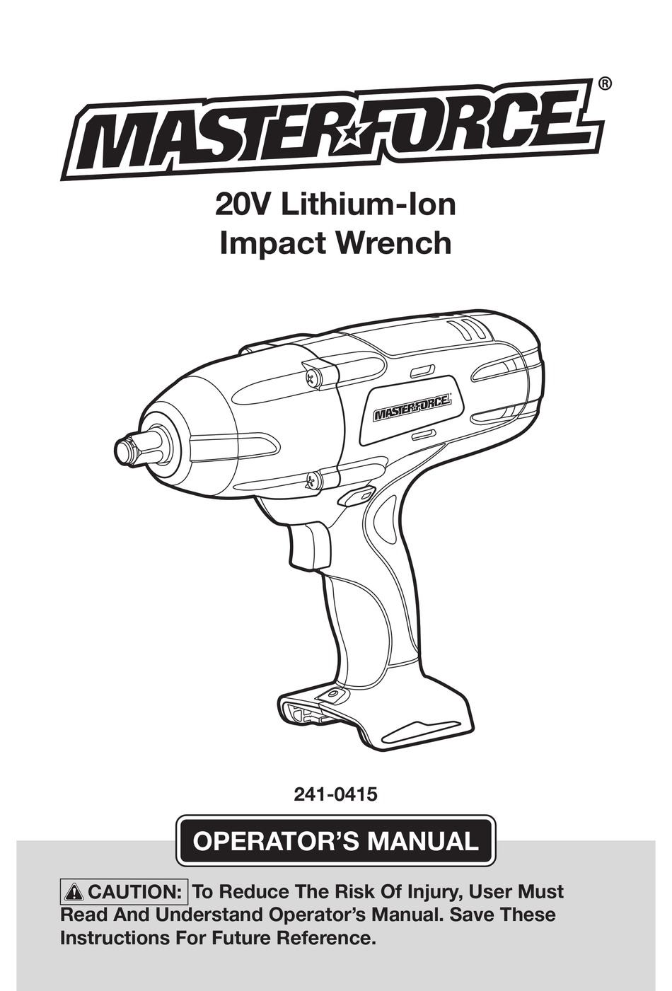 MASTERFORCE 2410415 OPERATOR'S MANUAL Pdf Download ManualsLib