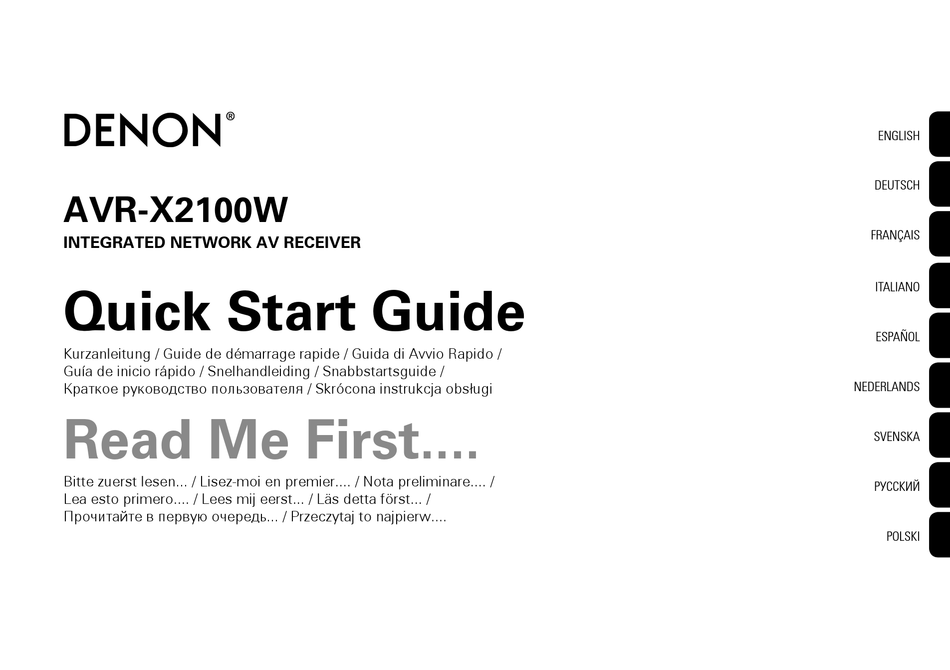 DENON AVRX2100W QUICK START MANUAL Pdf Download ManualsLib