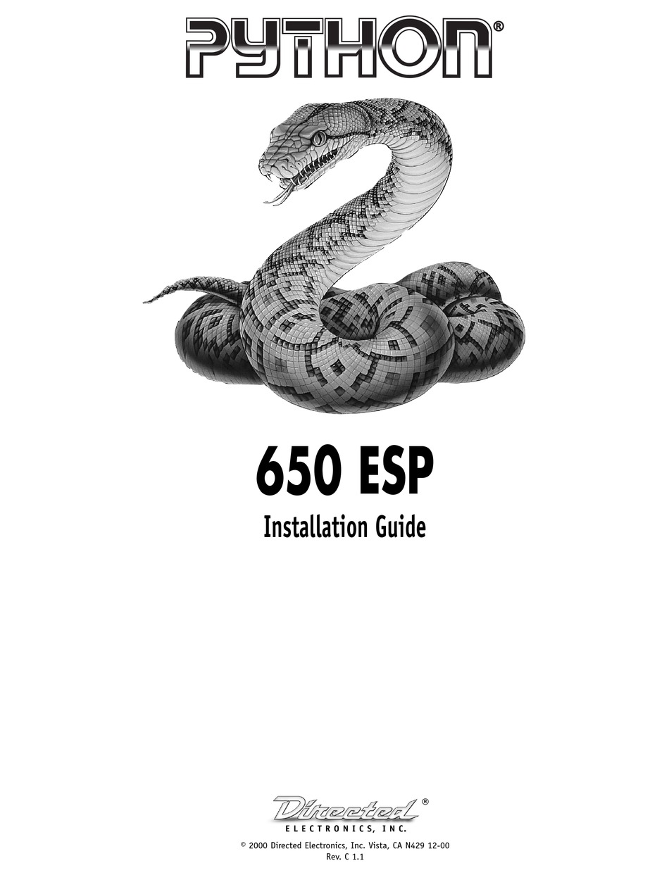 PYTHON 650 ESP INSTALLATION MANUAL Pdf Download | ManualsLib
