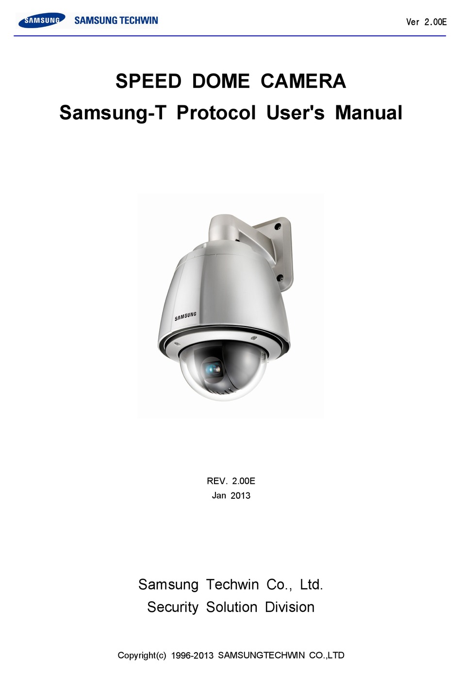 12X SPEED DOME CAMERA SCP-2120 User Guide - Samsung CCTV