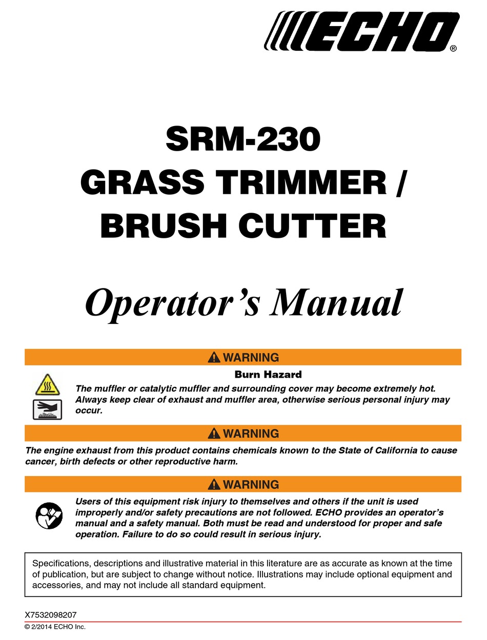 ECHO SRM-230 OPERATOR'S MANUAL Pdf Download | ManualsLib